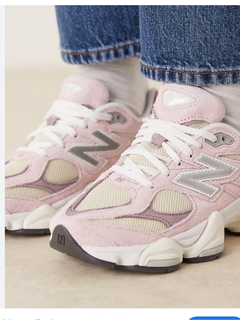 New Balance 9060 Pink Suede & Cream Mesh Sneakers